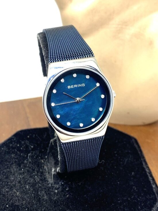 Bering Accessories - Bering Women's Watch 12927-307 Quartz Silver Blue Dial Mesh Stainless Steel 27mm